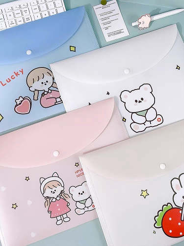 Kawaii Baby Girl & Bear Thin Buttoned Folder Set