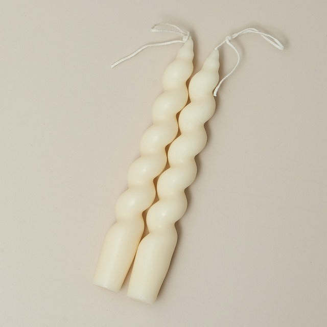 Spiral Twisted Pastel Candles (2 Pack)