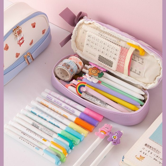 Kawaii Japanese Style Double Layer Heart & Strawberry & Bear Pencil Case