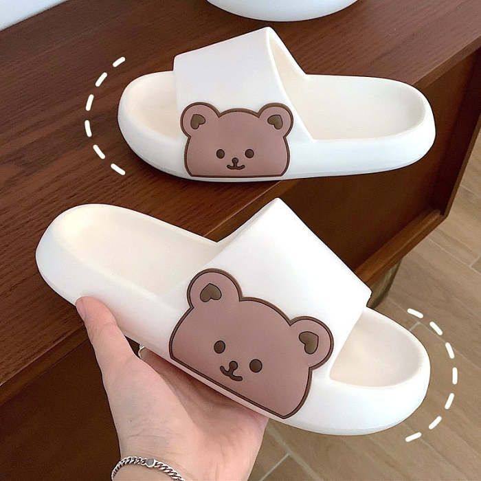 Cute Kawaii Korean Style Teddy Bear Thick Bathroom Slippers