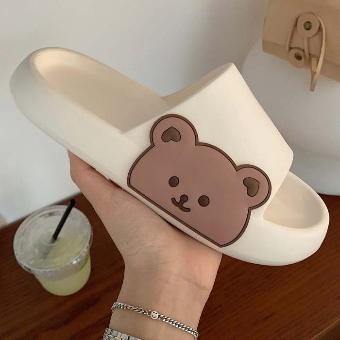 Cute Kawaii Korean Style Teddy Bear Thick Bathroom Slippers