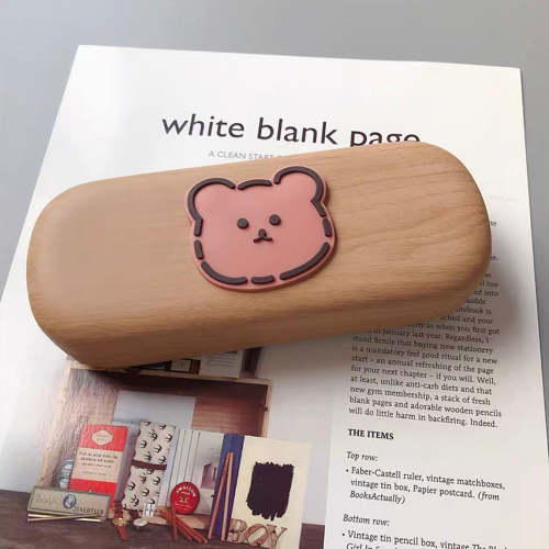 Kawaii Wooden Cartoon Bear & Bunny Eye Glasses Box