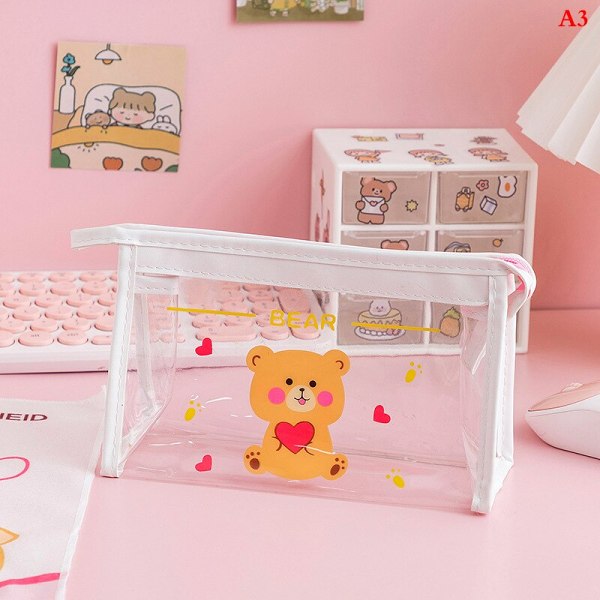 Cute Transparent Pattern Waterproof Pencil Case Bag