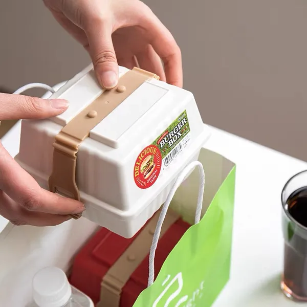 Japanese Style Square Burger Box Bento Lunch Box