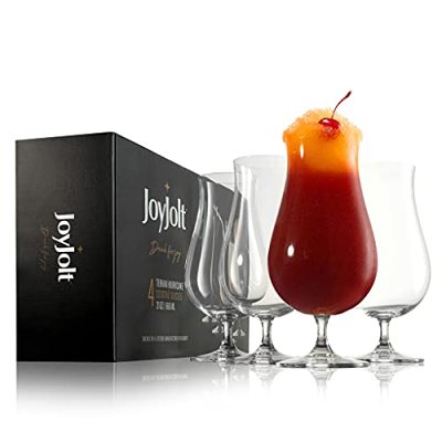 Premium Hurricane Cocktail Glasses Made in Europe - 17-Ounce Crystal Set of 4