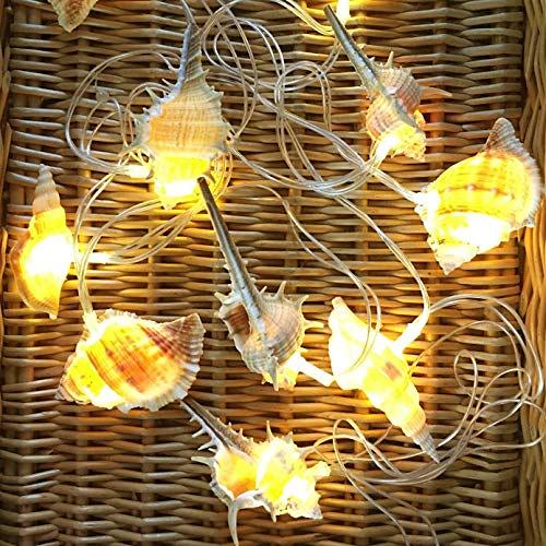 Ocean Real Conch 10 LED String Lights 9.0Ft Waterproof Battery Operated Warm White with Timer Control