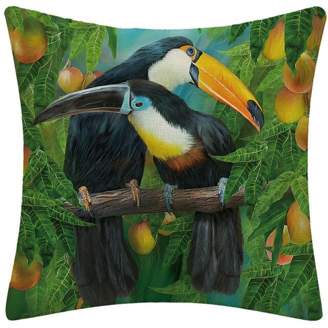 Pair of Birds Pattern Cushion Cover Decorative Throw Pillows