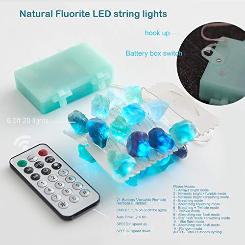 Sea Glass Raw Stones LED String Lights 6.5ft 20 lights