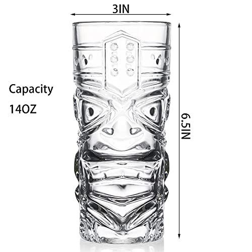 Set of 6 14oz Exotic Cocktail Tiki Glasses