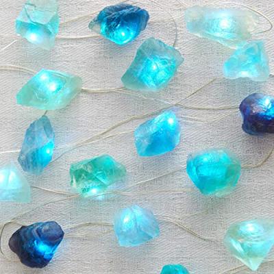 Sea Glass Raw Stones LED String Lights 6.5ft 20 lights