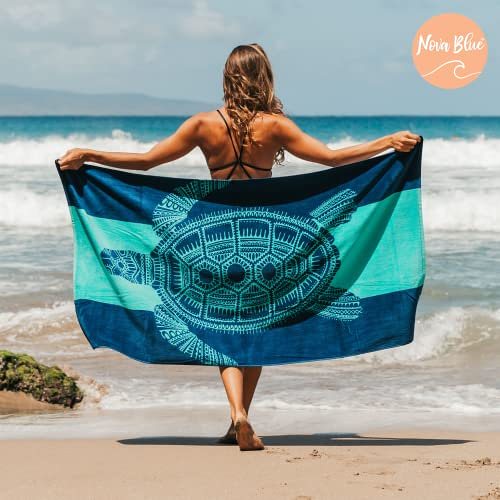 Extra Large (34”x 63”) Plush Honu Beach Towel Made from 100% Cotton