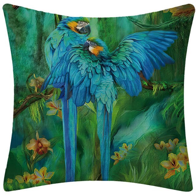 Pair of Birds Pattern Cushion Cover Decorative Throw Pillows