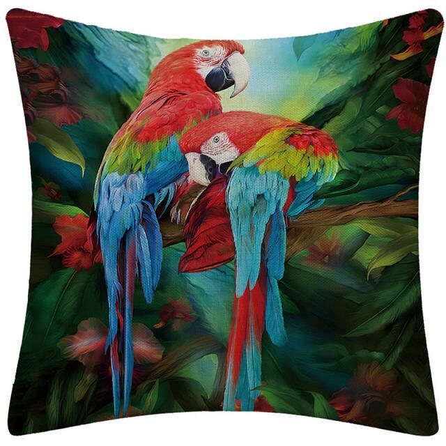 Pair of Birds Pattern Cushion Cover Decorative Throw Pillows