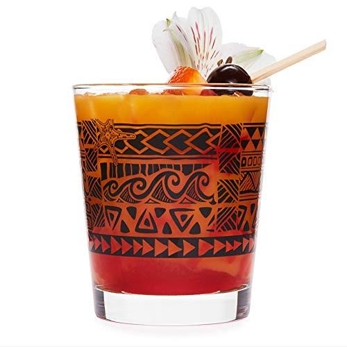 Vintage Tiki Kahiko Rocks Glass, 13-ounce, Set of 4
