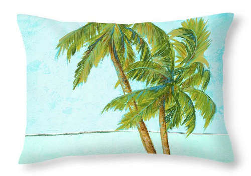 Beach Palm Blue I Throw Pillow