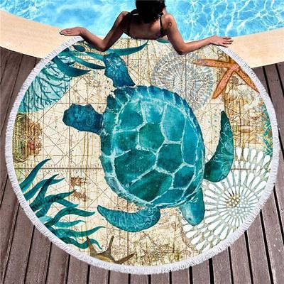 Ocean Themed Large Round Beach Towel