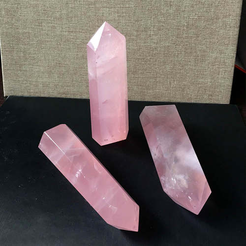 Natural Rock Pink Quartz Crystal Reiki Healing Crystal Stone Points Wand Hot Sale