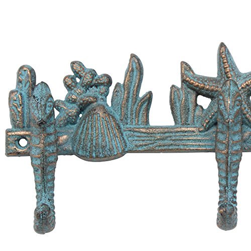 Decorative Cast Iron Seahorse Wall Hook Row