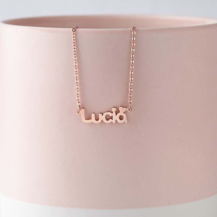 Kid Name Necklace With Heart