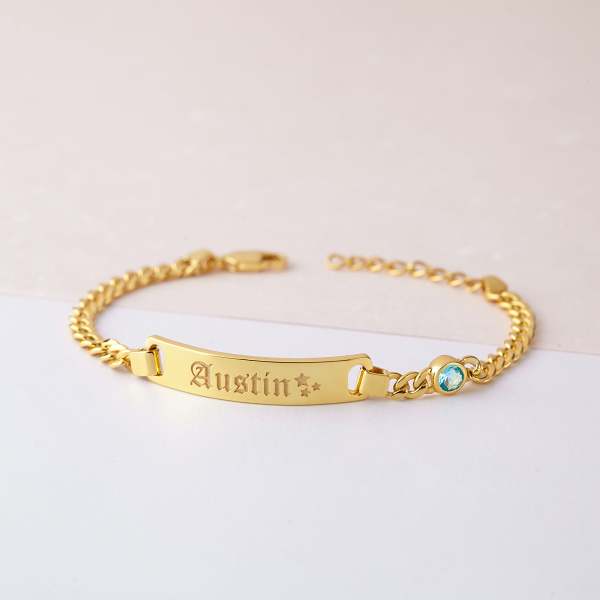 Baby Bracelet With Name And Birthstone