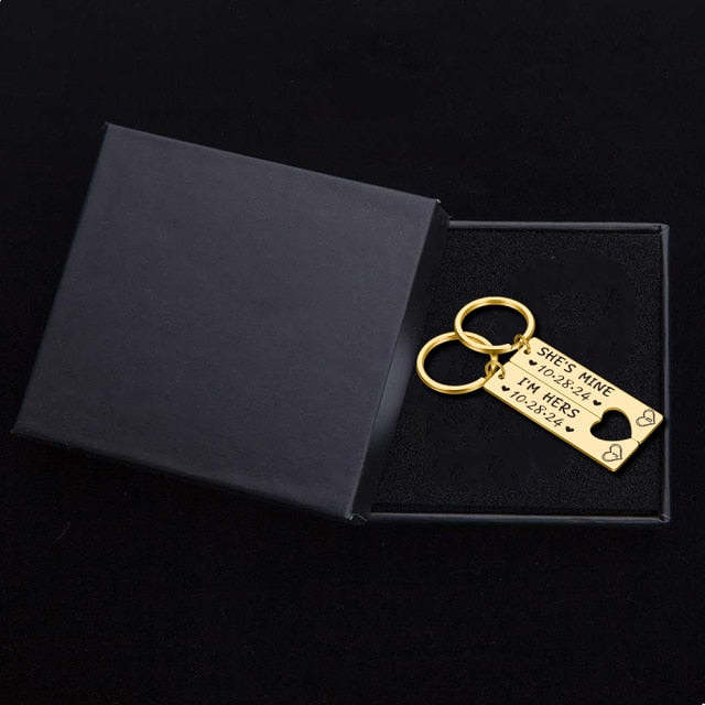 Name Keychain For Couples With Gift Box