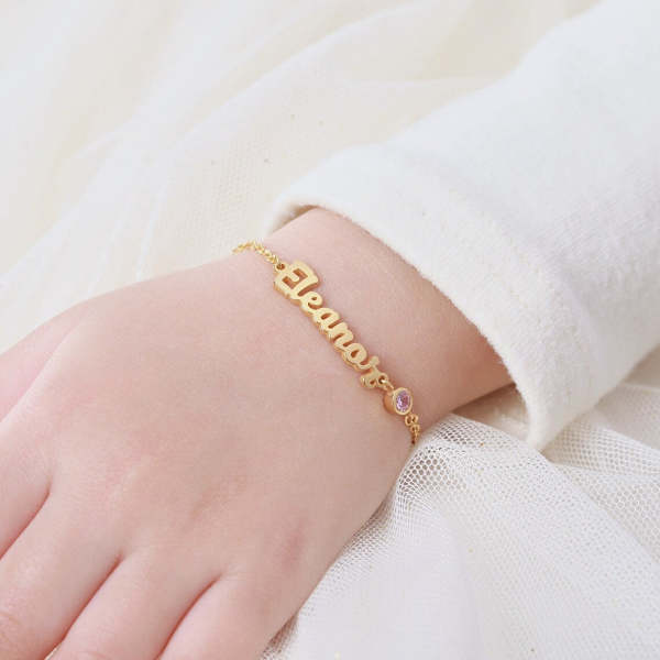 Baby Name Bracelet with Birthstone
