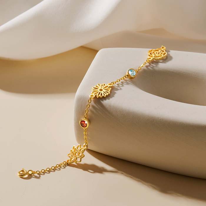 Birth Month Flower Bracelet For Mom