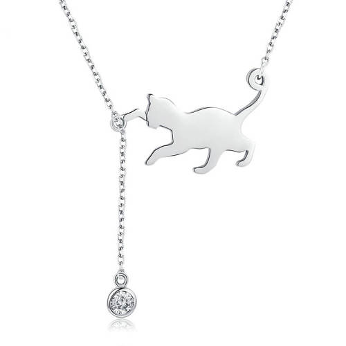 Cat Playing Ball Necklace