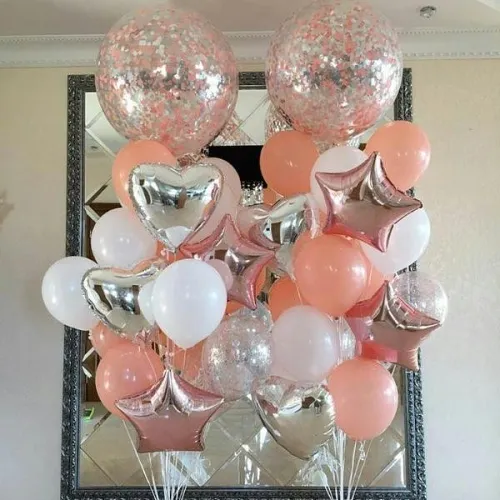 Foil Confetti Latex Balloon Wedding Decoration Set 18 Pcs / Set