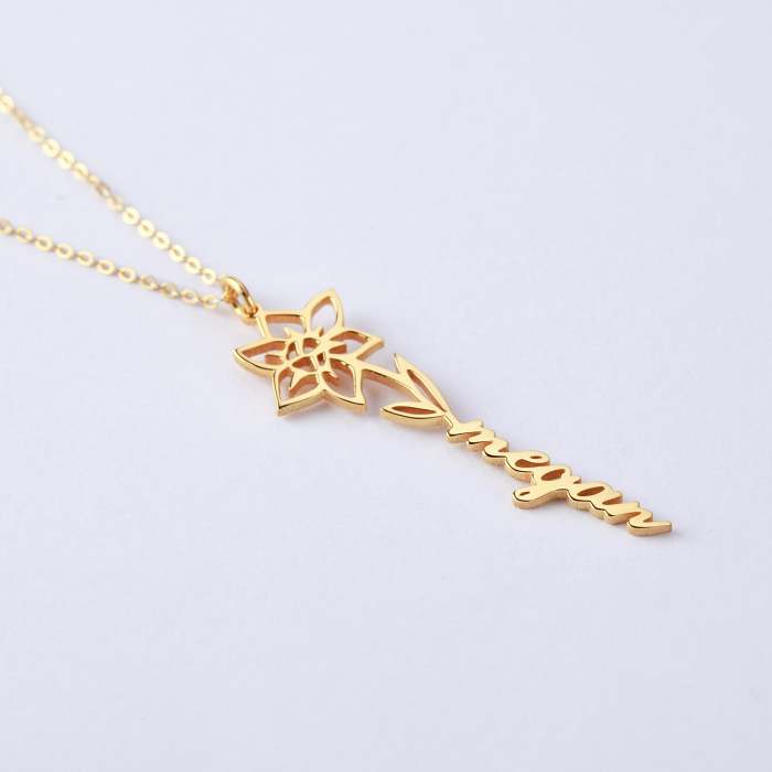 Birth Flower Necklace with Name