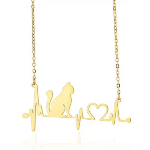Beating Heart Cat Necklace