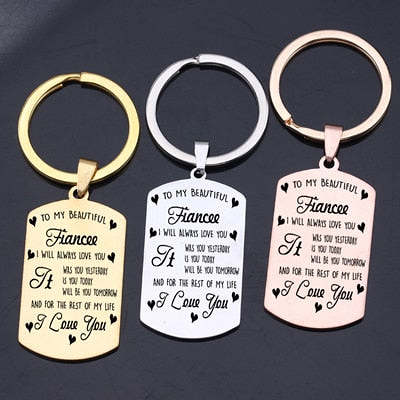 Fiance & Fiancee Engraved Couple Keychain