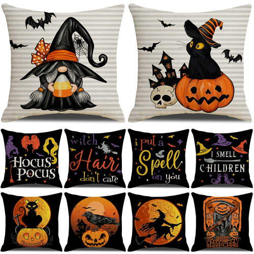 Halloween Theme Linen Cushion Covers