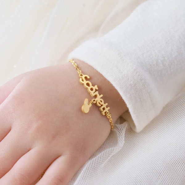 Name Bracelet With Cute Charm For Kids