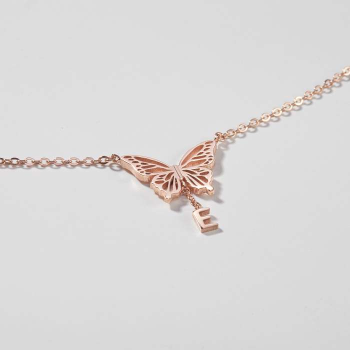 Initial Butterfly Necklace