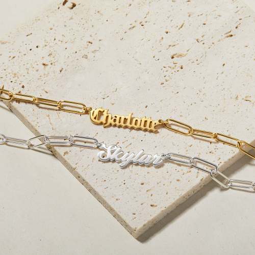 Custom Name Necklace Paperclip Chain