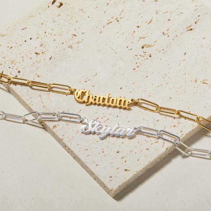 Custom Name Necklace Paperclip Chain