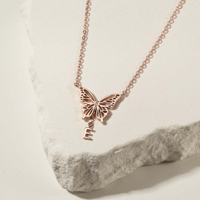 Initial Butterfly Necklace