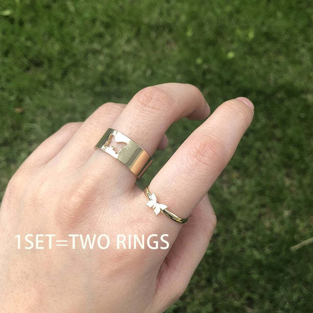Adjustable Butterfly Ring For Couple