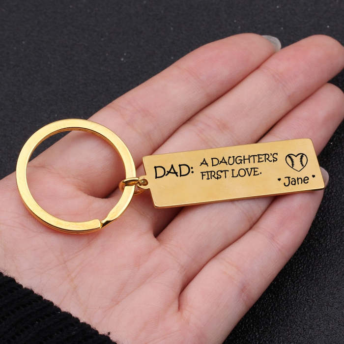 DAUGHTER'S FIRST LOVE Engraved Key Chain for Dad