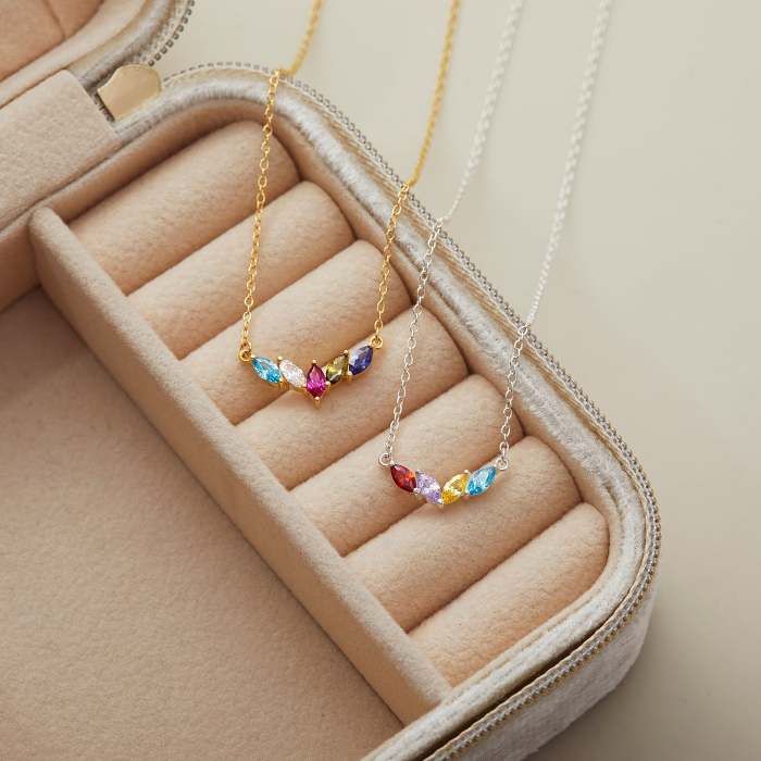 Mom Birthstone Necklace - Oval