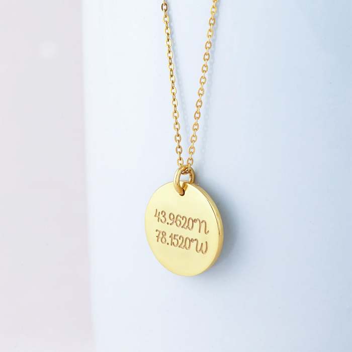Coordinates Necklace Disc Pendant