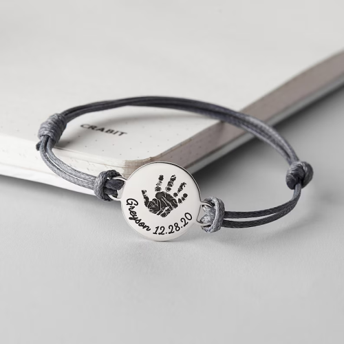 Baby Footprint Leather Bracelet - Disc