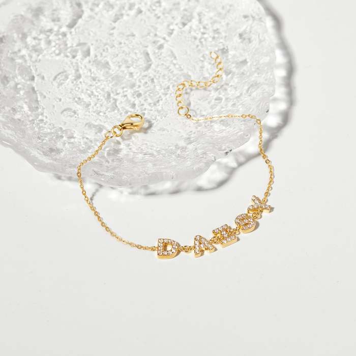 CZ Spaced Letter Bracelet