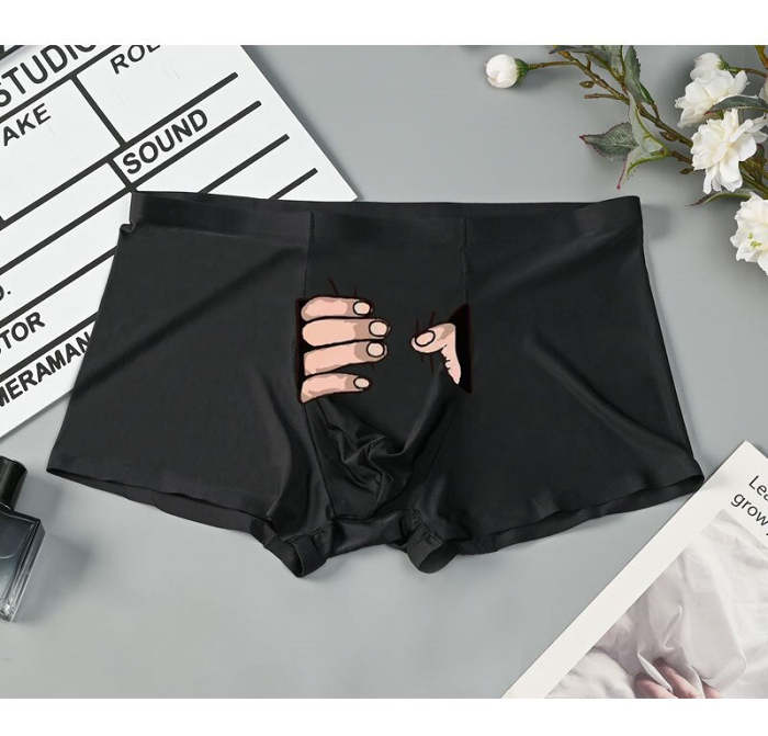 Minimalist Printed Sexy Ice Silk Matching Underwear Set For Couples