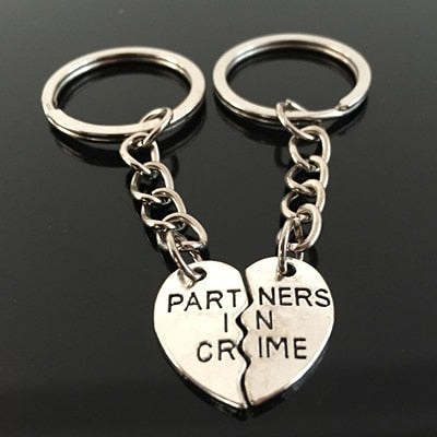 PARTNERS IN CRIME Engraved Key Chain for Best Friend [Set of 2]