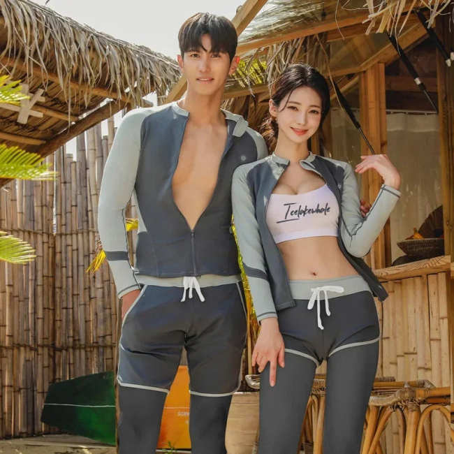 Grey Matching Couple Swimwear