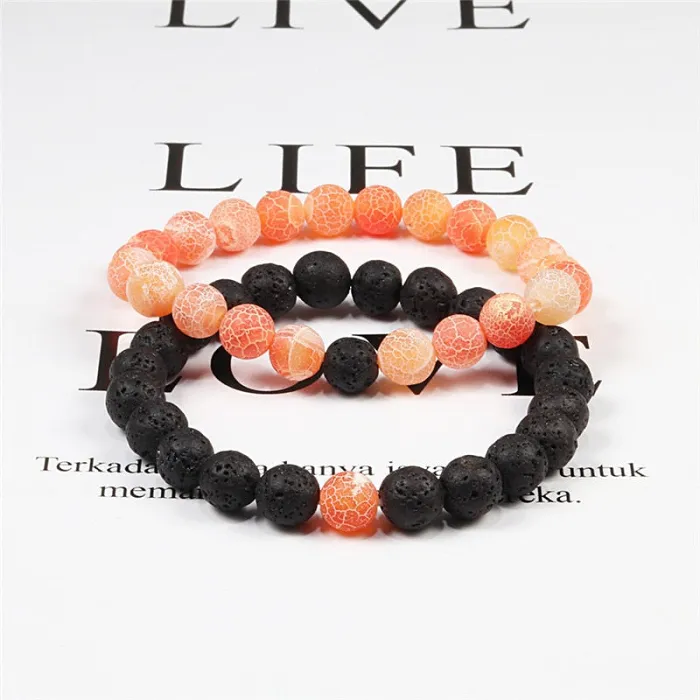 Weathered Carnelian And Lava Stones Bracelets