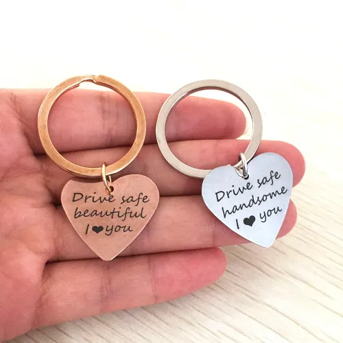 DRIVE SAFE HANDSOME Engraved Keychain for Husband