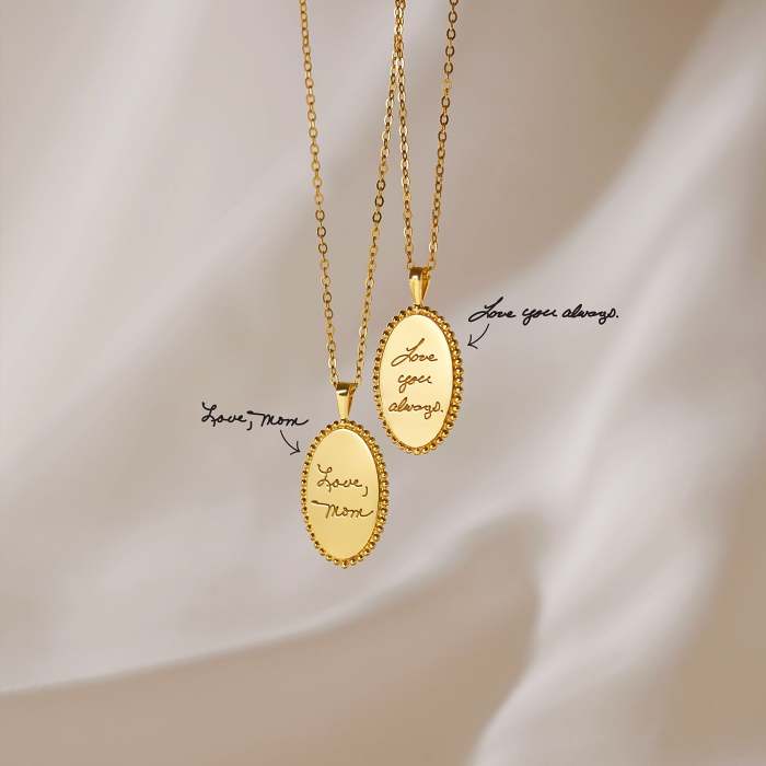 Oval handwriting necklace